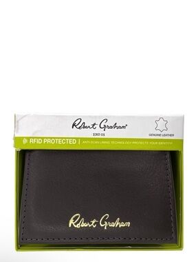 Robert Graham Dakota Men’s Tri Fold Wallet Brown Leather New in Box NWT